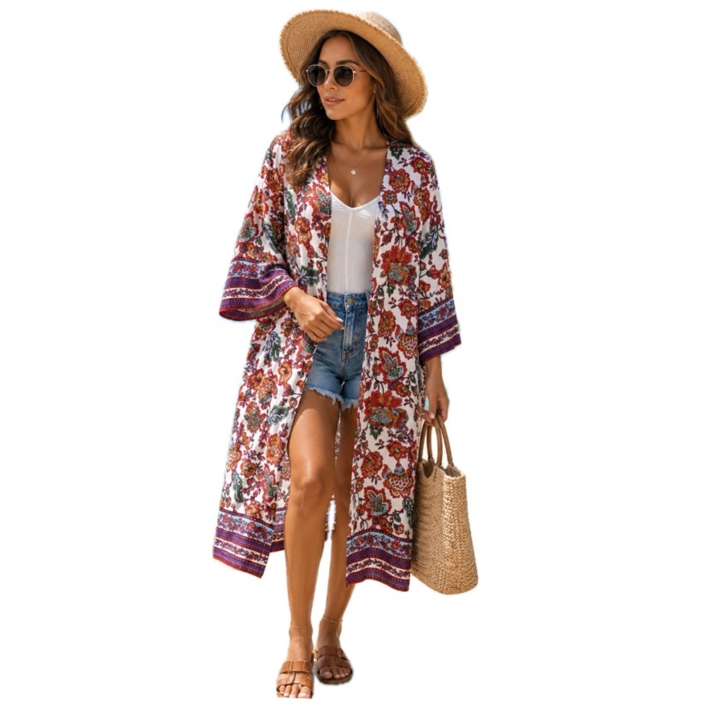 New York & Company, vibrant Floral Kimono Cover-Up, size xl EUC